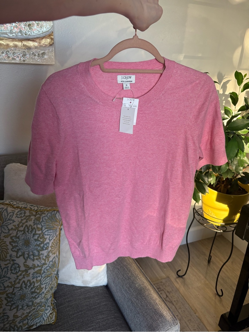 J. Crew Pink Cashmere-Blend Crewneck Sweater